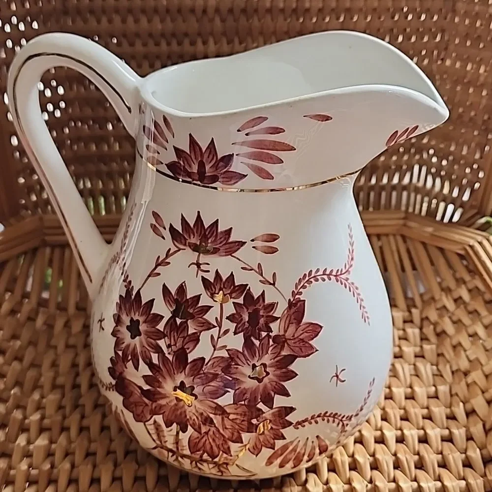 Floral Pitcher Gold Tone Accent